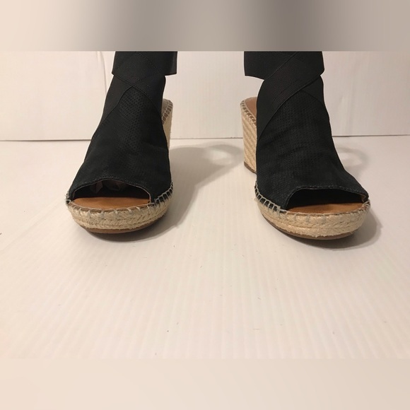 Gentle Souls Colleen wedge sandals black ankle strap leather women size 9 M - Picture 4 of 11